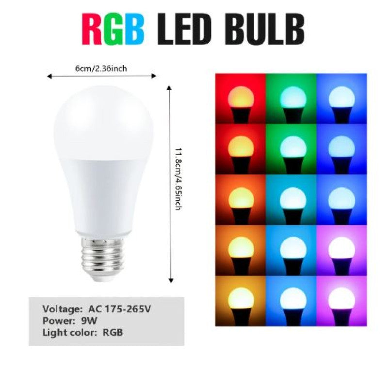 16-Color RGB LED Light Bulb with Remote Control (12W)