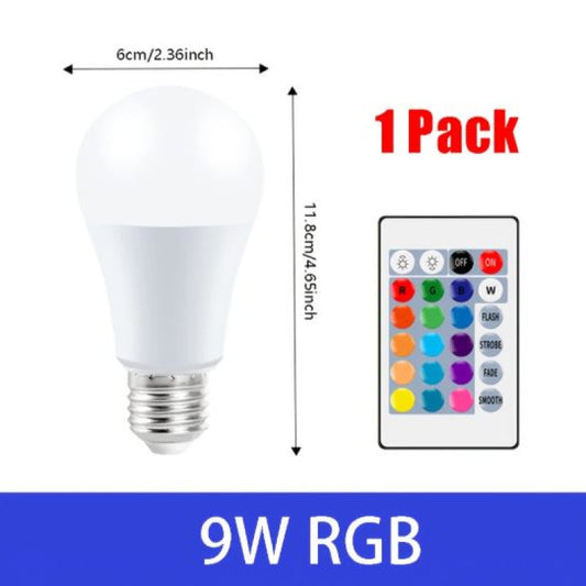 16-Color RGB LED Light Bulb with Remote Control (12W)