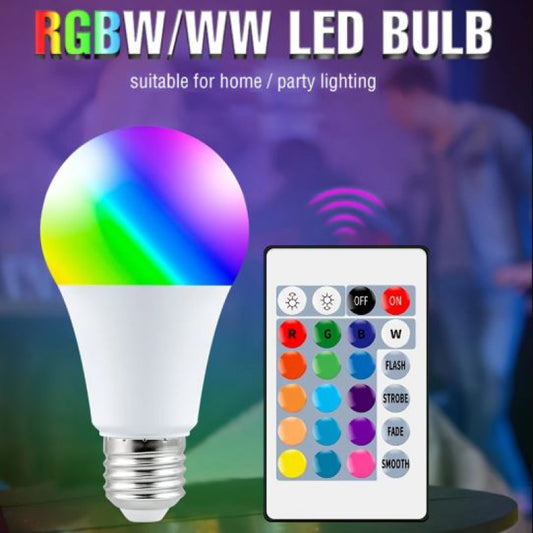 16-Color RGB LED Light Bulb with Remote Control (12W)